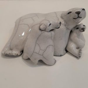 Barbara Sachs, Bear family, hand-built raku-fired clay