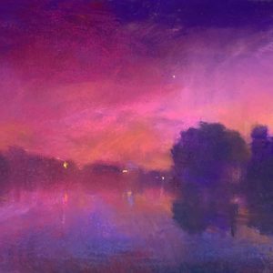 image for estate of Cathy Gibbon (chalk pastel landscape in pink, violet, and blue)